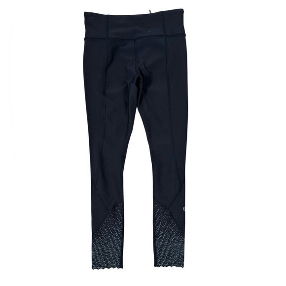 Lululemon Black High Rise Tight Stuff 23” Scallop Hem Reflective Legging - Picture 2 of 10